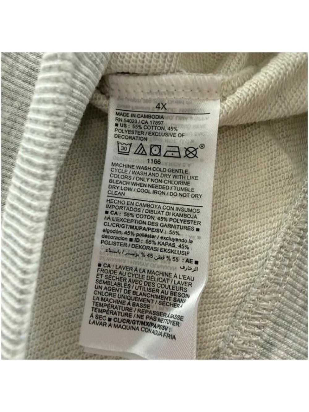 Old Navy Together United Gray Embroidered French-Terry Sweatshirt 4X - Picture 4 of 5